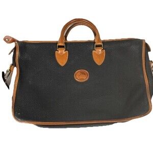 Dooney & Bourke Vintage 80s 90s AWL Black Tan Leather Briefcase Laptop Bag